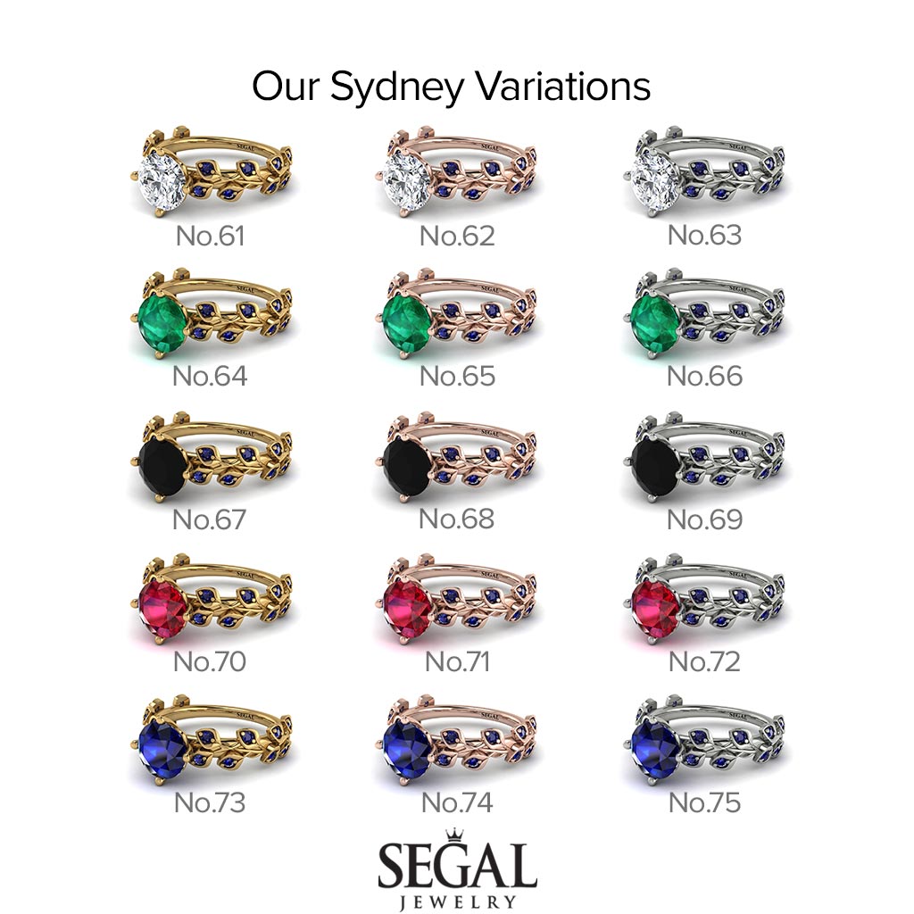 Leaves All Around White Gold Diamond Ring - Sydney 2ct No. 3